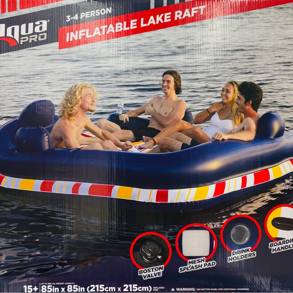 Aqua Pro Inflatable Lake Raft - Blue